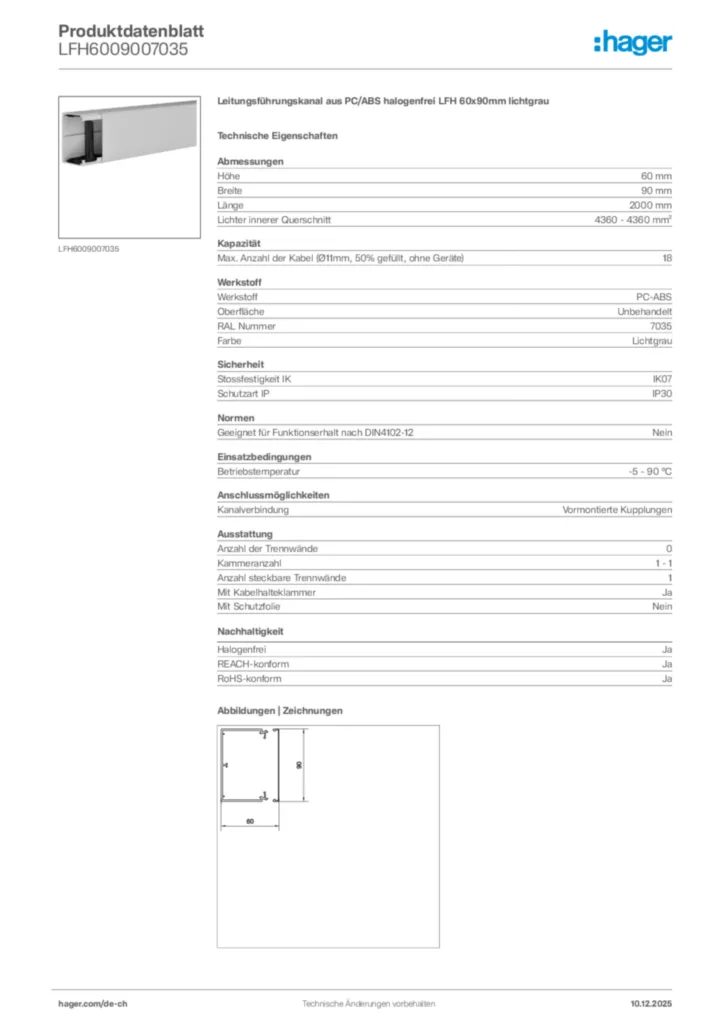 Bild Hager Produktdatenblatt LFH6009007035 | Hager Schweiz