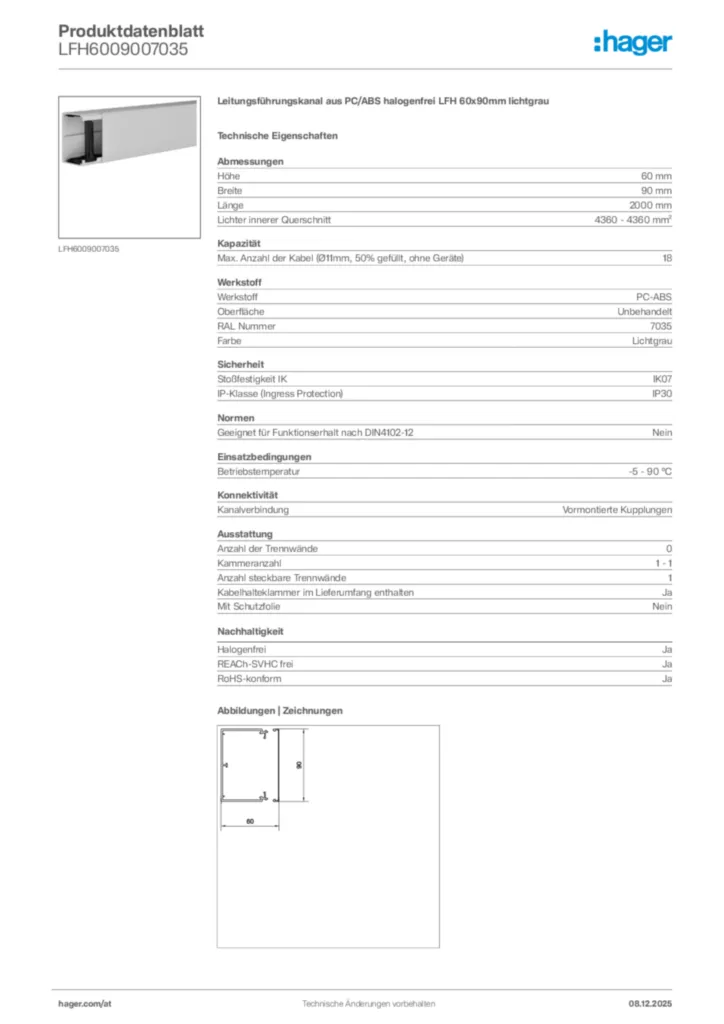 Bild Hager Produktdatenblatt LFH6009007035 | Hager Deutschland