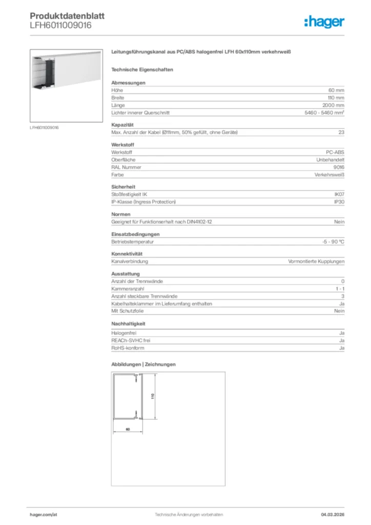 Bild Hager Produktdatenblatt LFH6011009016 | Hager Deutschland