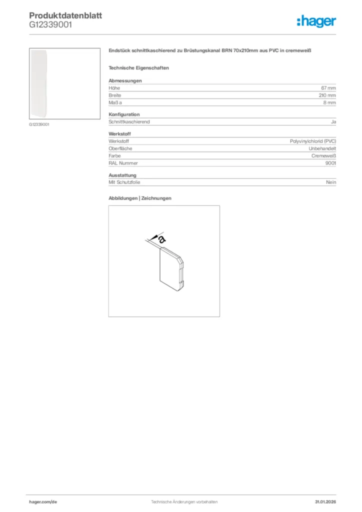 Bild Hager Produktdatenblatt G12339001 | Hager Deutschland
