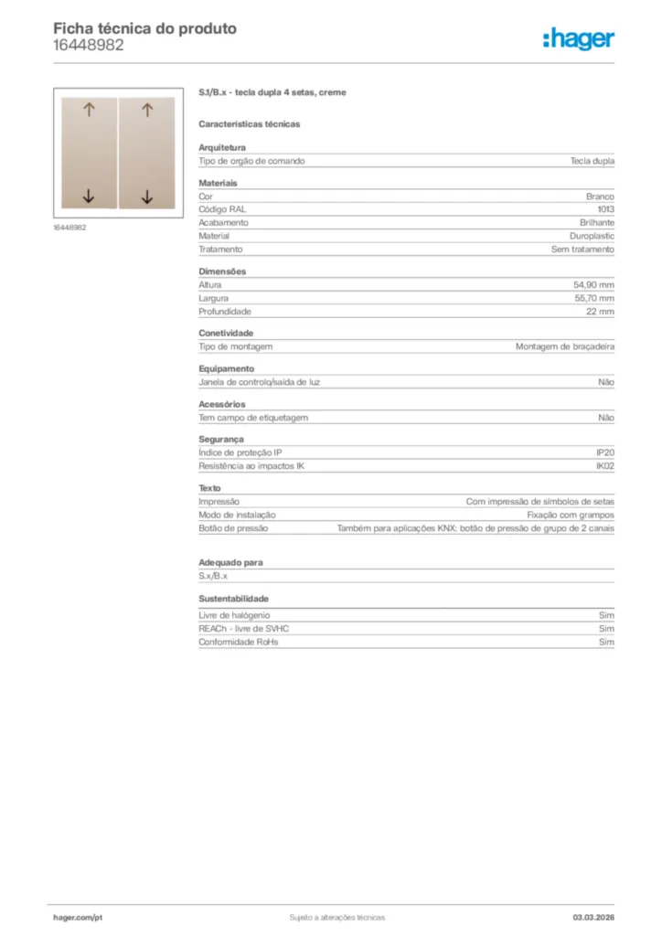 Imagem Hager Ficha técnica do produto 16448982 | Hager Portugal