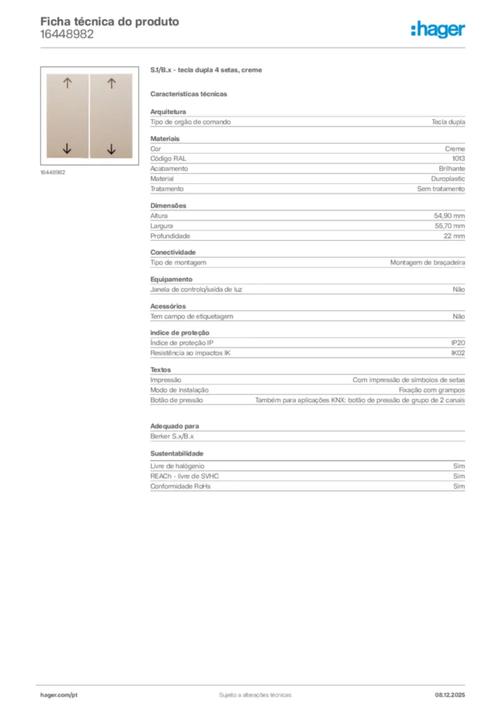 Imagem Hager Ficha técnica do produto 16448982 | Hager Portugal