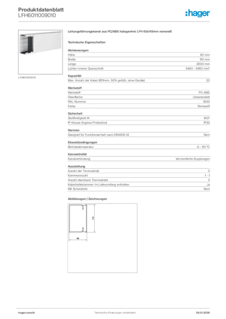 Bild Hager Produktdatenblatt LFH6011009010 | Hager Deutschland