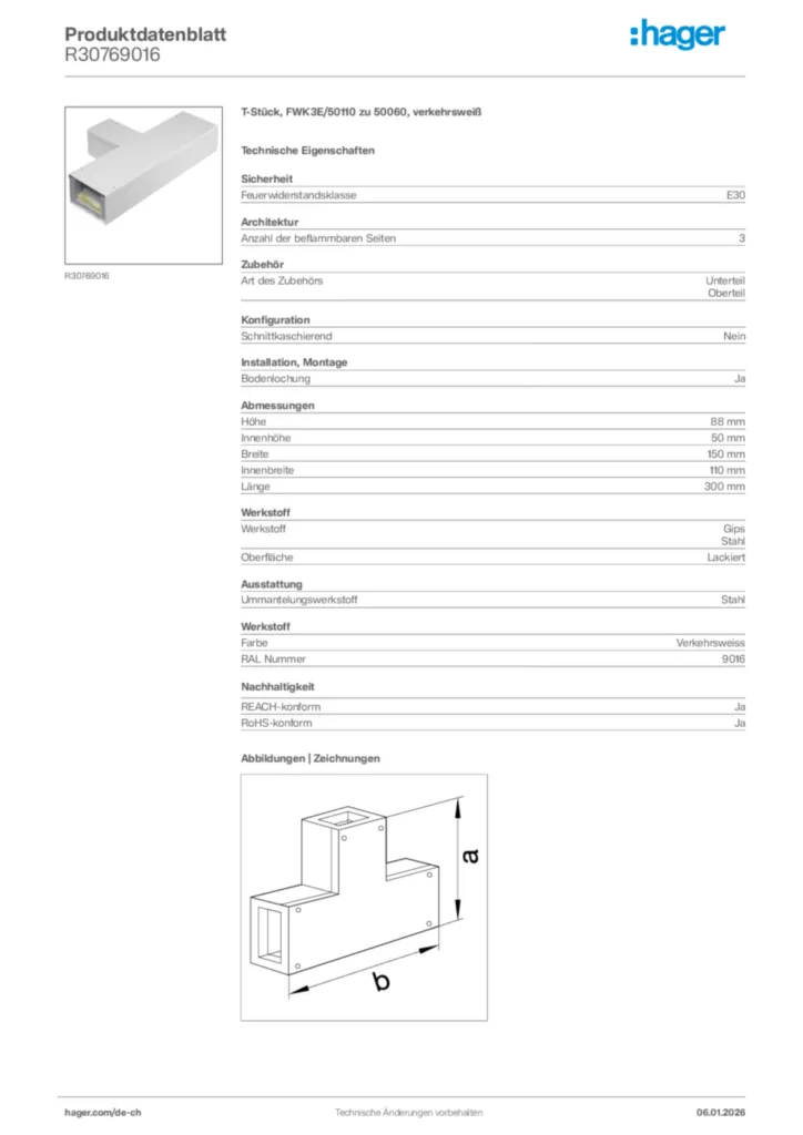 Bild Hager Produktdatenblatt R30769016 | Hager Schweiz