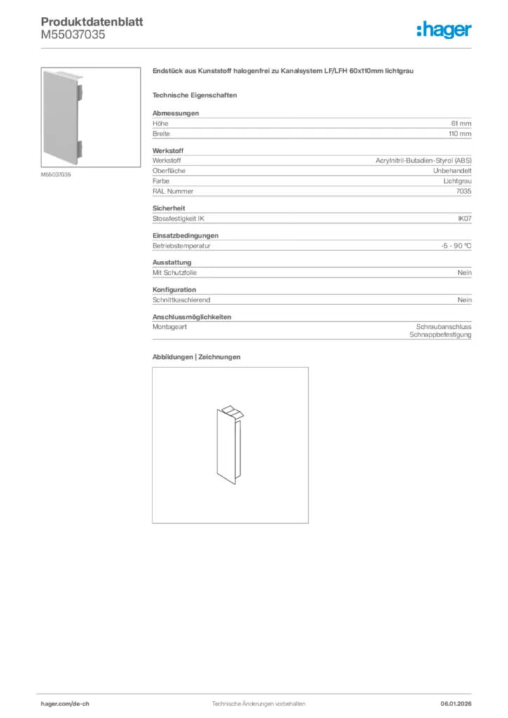 Bild Hager Produktdatenblatt M55037035 | Hager Schweiz