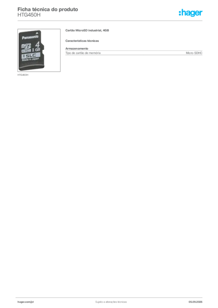 Imagem Hager Ficha técnica do produto HTG450H | Hager Portugal