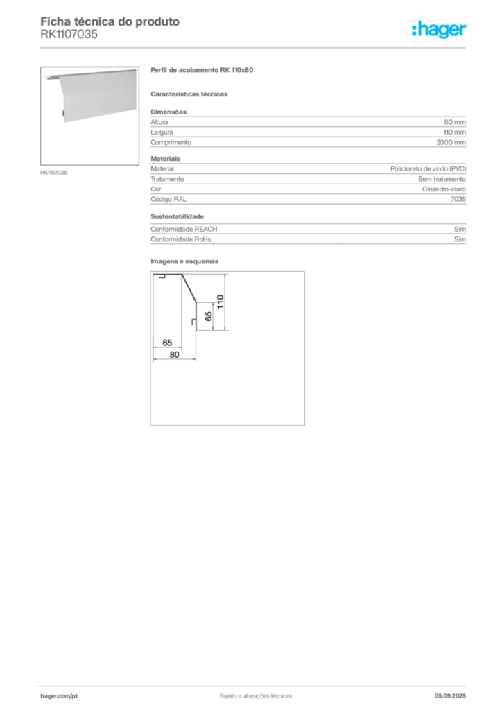 Imagem Hager Ficha técnica do produto RK1107035 | Hager Portugal