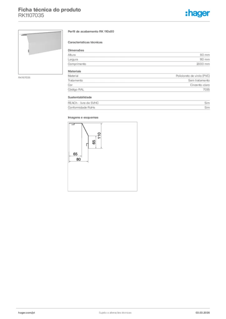 Imagem Hager Ficha técnica do produto RK1107035 | Hager Portugal