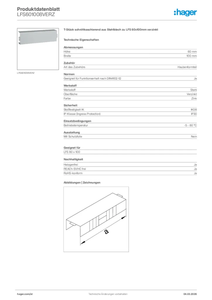 Bild Hager Produktdatenblatt LFS601008VERZ | Hager Deutschland