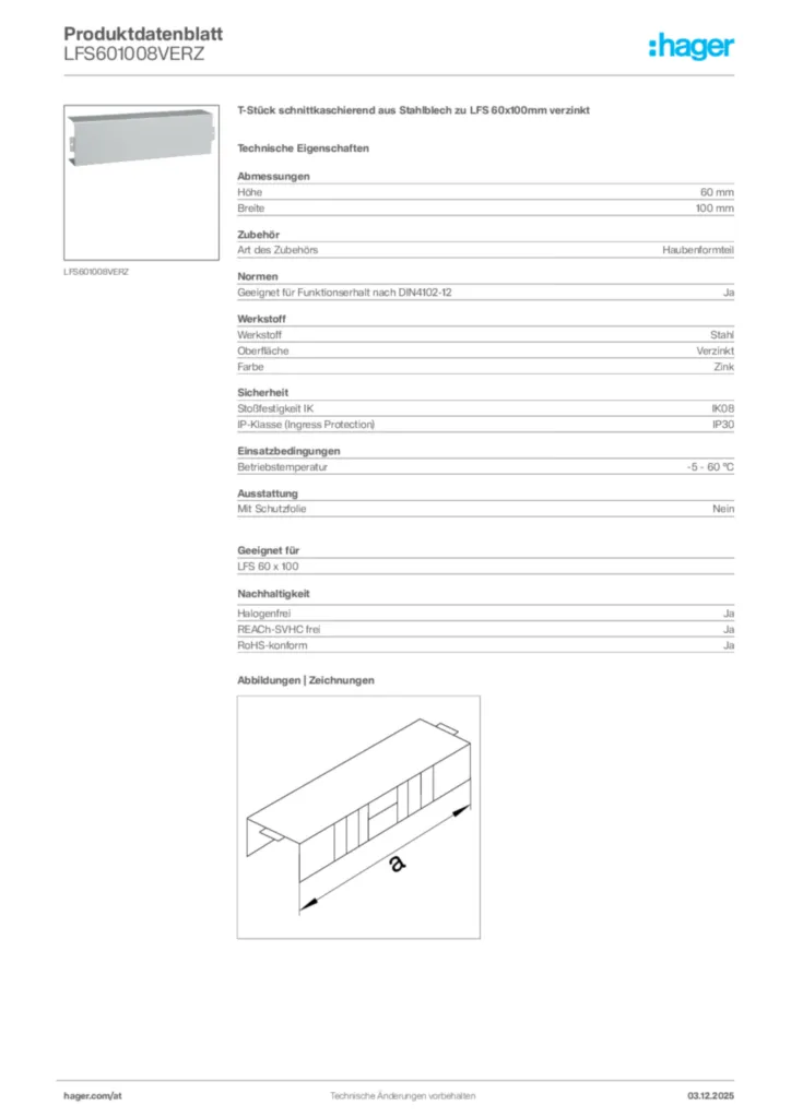 Bild Hager Produktdatenblatt LFS601008VERZ | Hager Deutschland