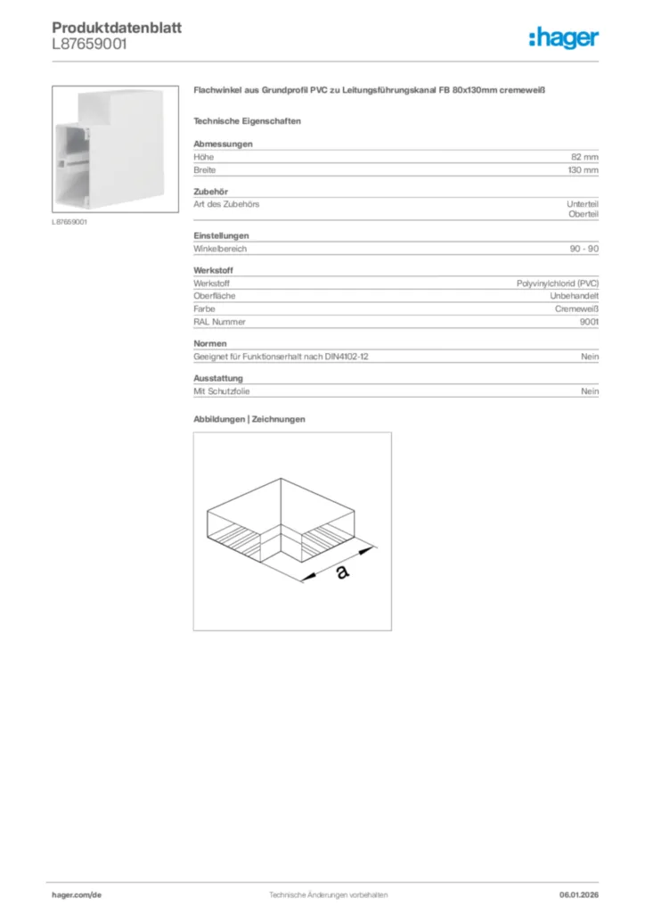 Bild Hager Produktdatenblatt L87659001 | Hager Deutschland
