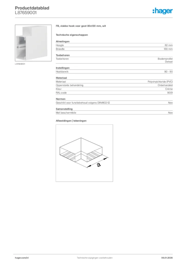 Afbeelding Hager Productdatablad L87659001 | Hager Nederland