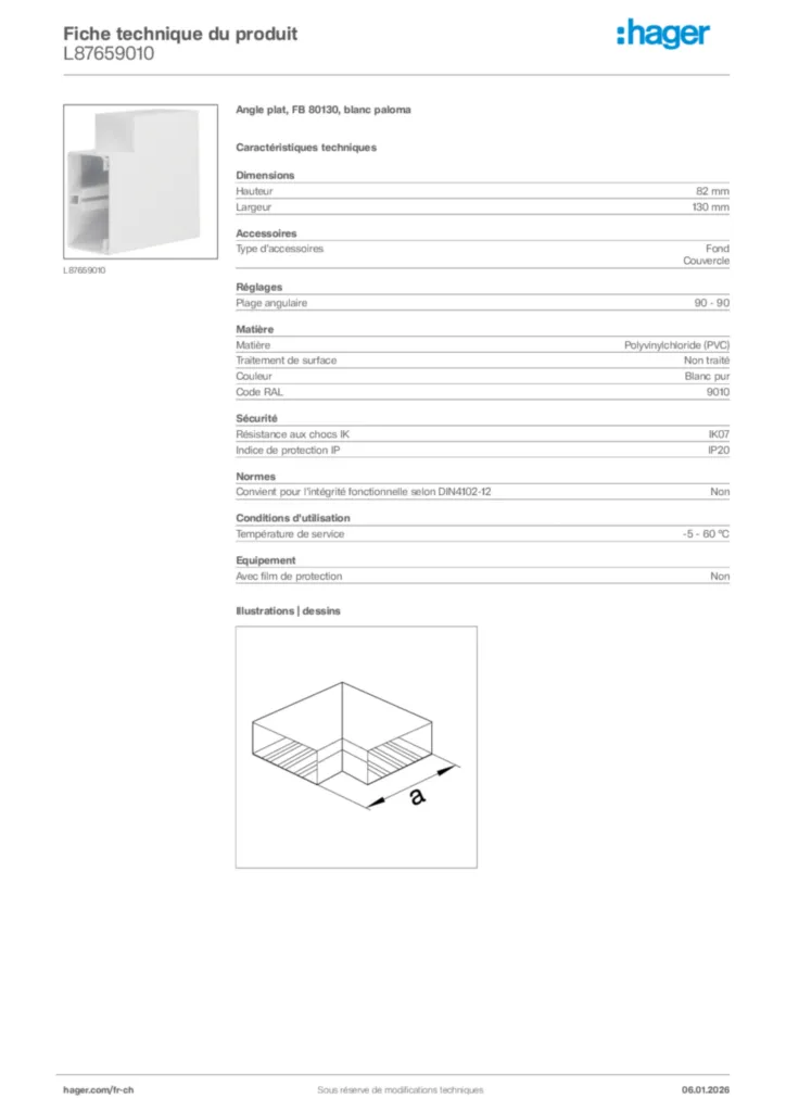 Image Hager Fiche technique du produit L87659010 | Hager Suisse