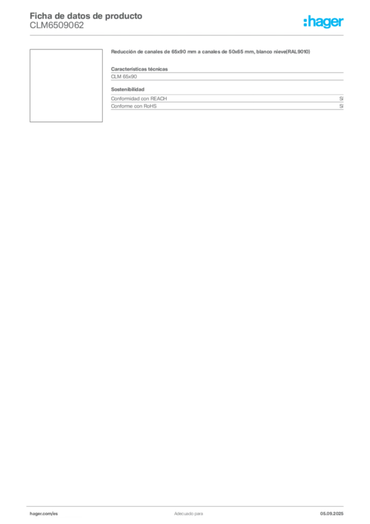 Imagen Hager Ficha de datos de producto CLM6509062 | Hager España