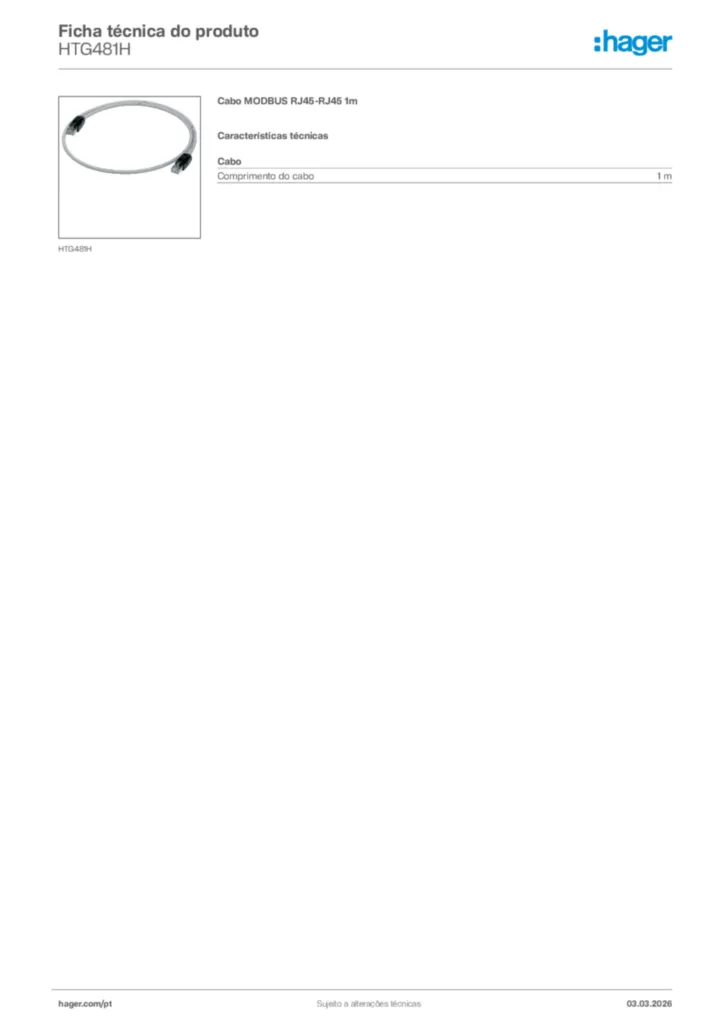 Imagem Hager Ficha técnica do produto HTG481H | Hager Portugal