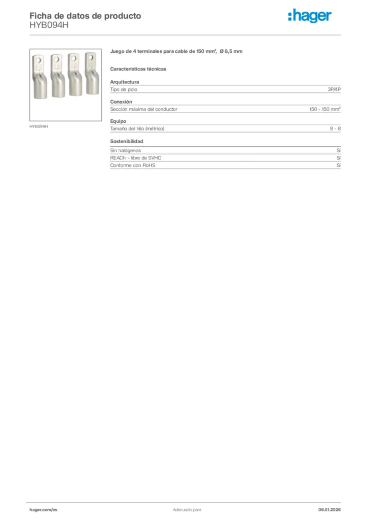 Imagen Hager Ficha de datos de producto HYB094H | Hager España