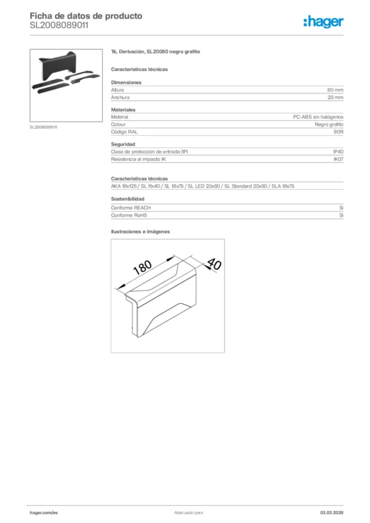 Imagen Hager Ficha de datos de producto SL2008089011 | Hager España