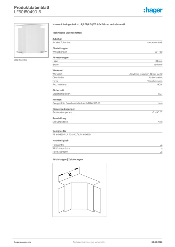 Bild Hager Produktdatenblatt LF6015049016 | Hager Schweiz