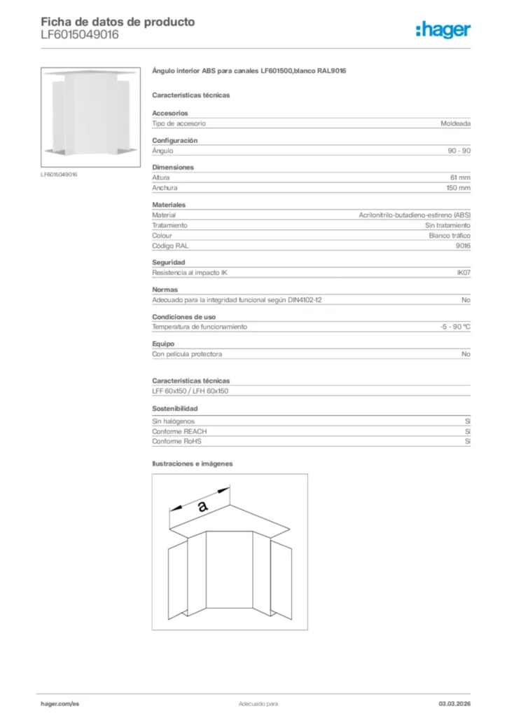 Imagen Hager Ficha de datos de producto LF6015049016 | Hager España
