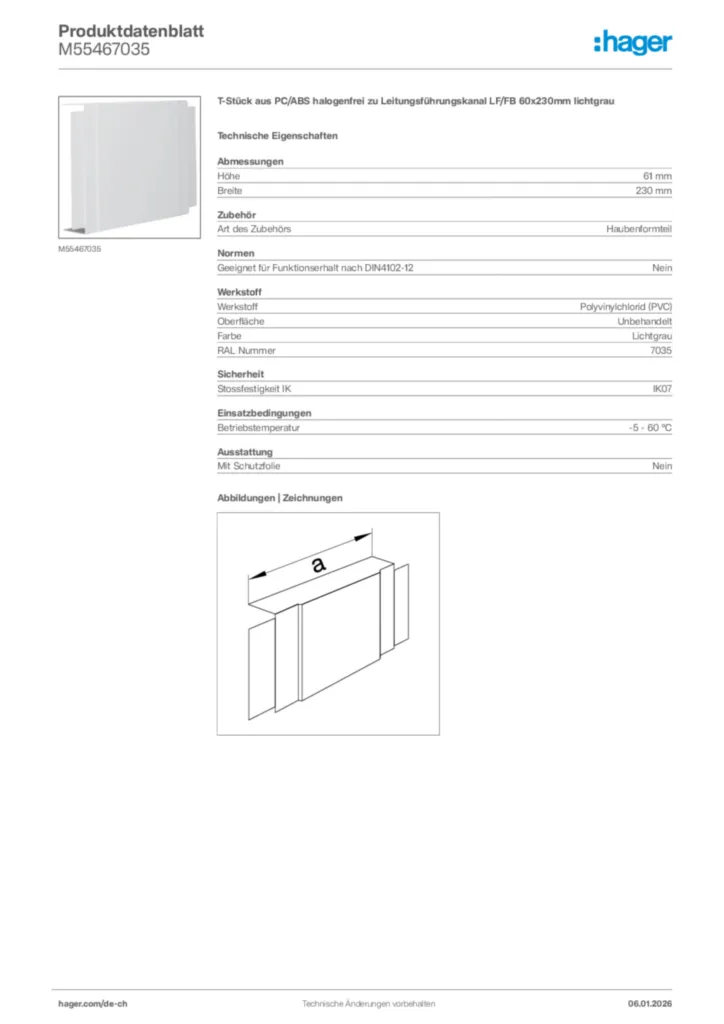 Bild Hager Produktdatenblatt M55467035 | Hager Schweiz