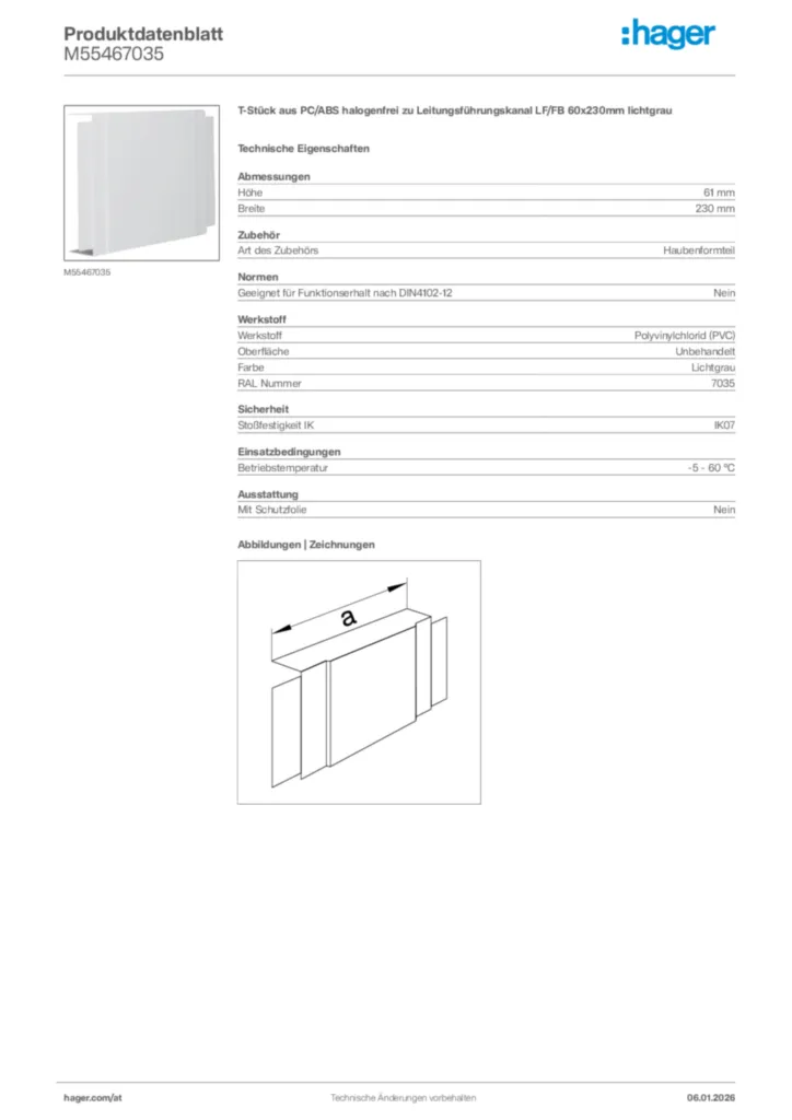 Bild Hager Produktdatenblatt M55467035 | Hager Deutschland