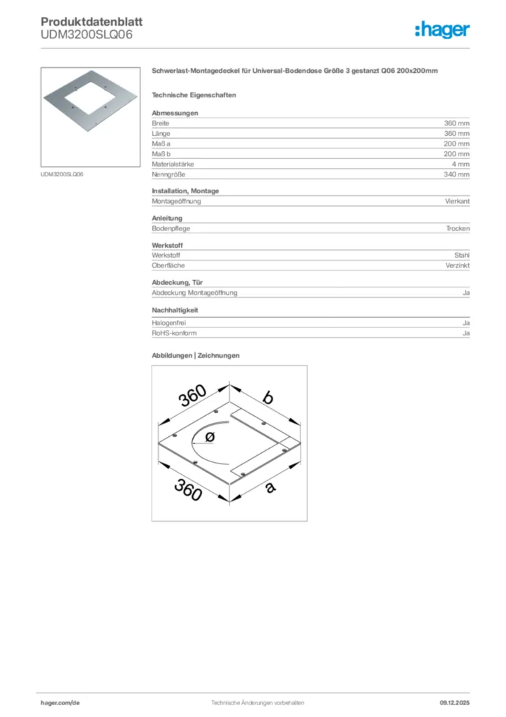 Hager Produktdatenblatt UDM3200SLQ06