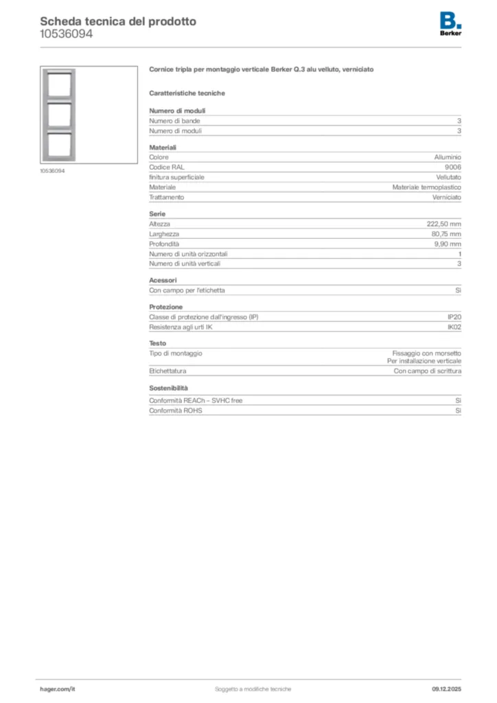 Immagine Berker Scheda tecnica del prodotto 10536094 | Hager Italia