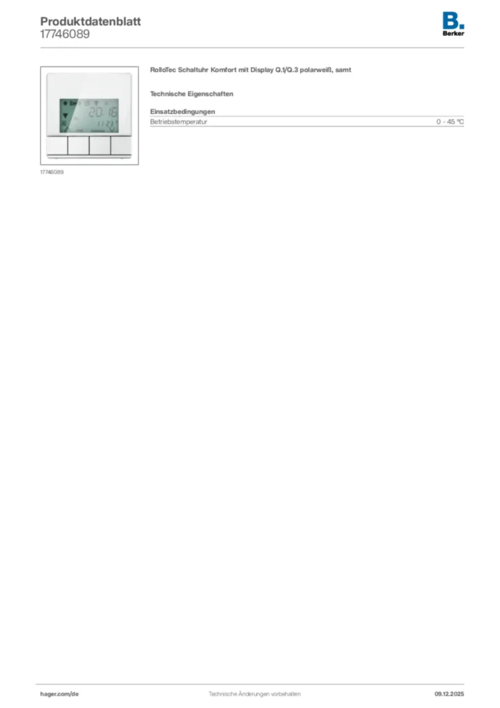 Bild Berker Produktdatenblatt 17746089 | Hager Deutschland