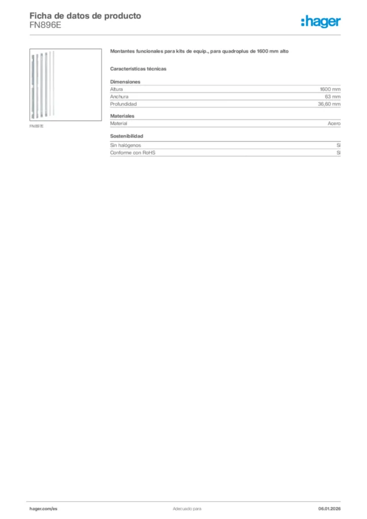 Imagen Hager Ficha de datos de producto FN896E | Hager España