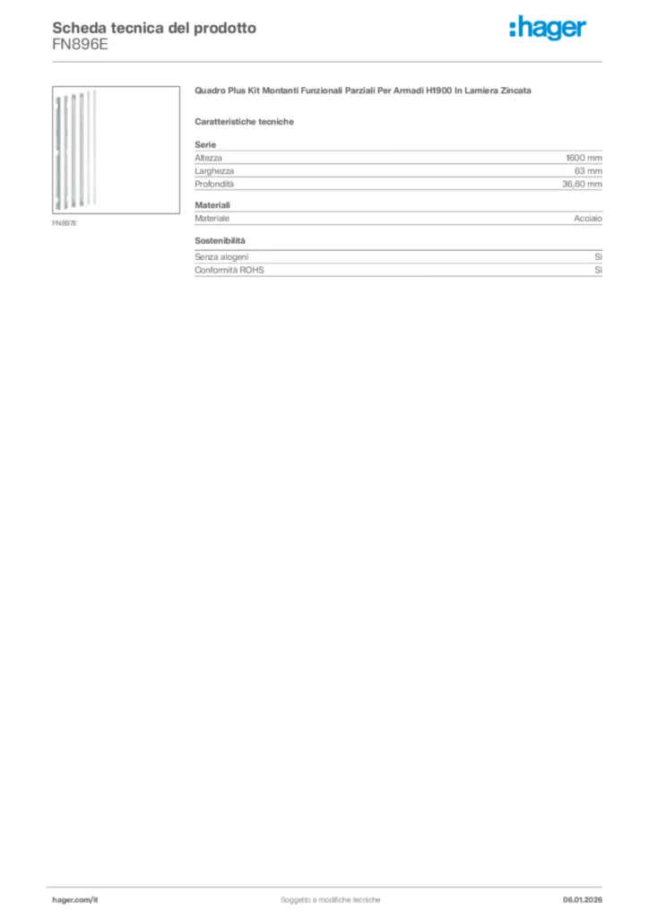 Immagine Hager Scheda tecnica del prodotto FN896E | Hager Italia