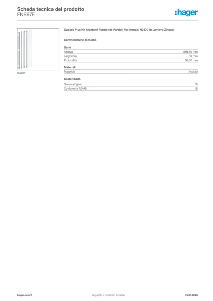 Immagine Hager Scheda tecnica del prodotto FN897E | Hager Italia