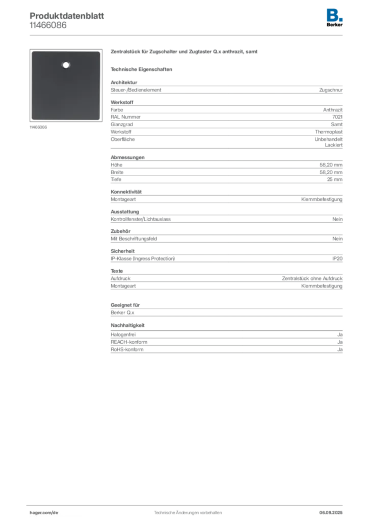 Bild Berker Produktdatenblatt 11466086 | Hager Deutschland