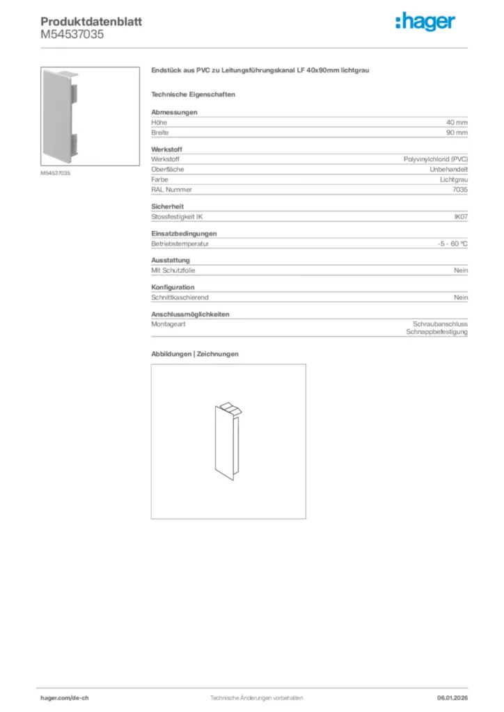 Bild Hager Produktdatenblatt M54537035 | Hager Schweiz
