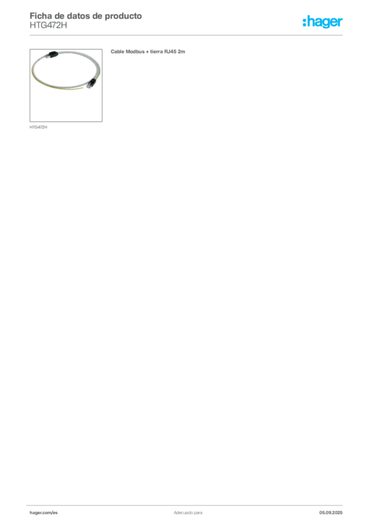 Imagen Hager Ficha de datos de producto HTG472H | Hager España