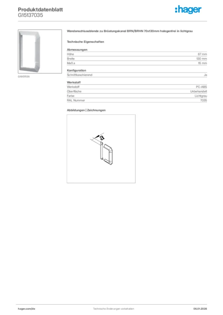 Bild Hager Produktdatenblatt G15137035 | Hager Deutschland