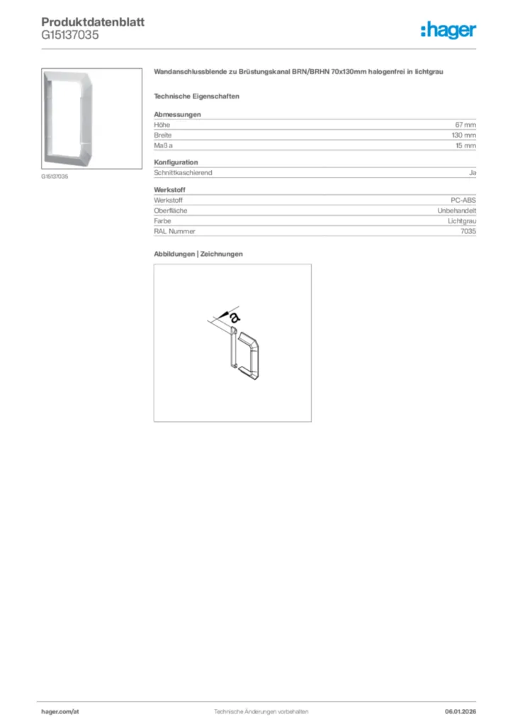 Bild Hager Produktdatenblatt G15137035 | Hager Deutschland