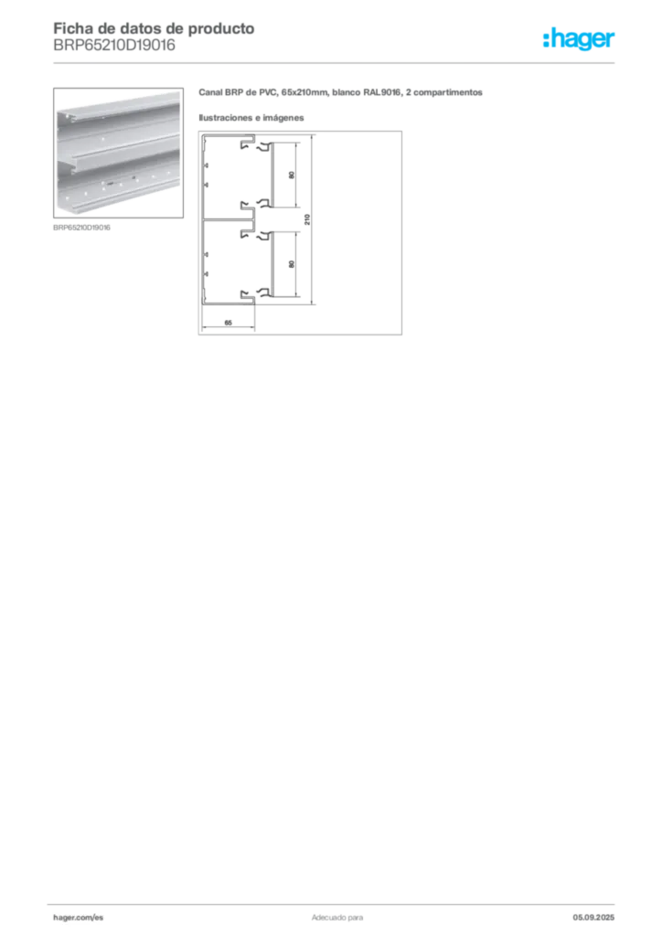 Imagen Hager Ficha de datos de producto BRP65210D19016 | Hager España