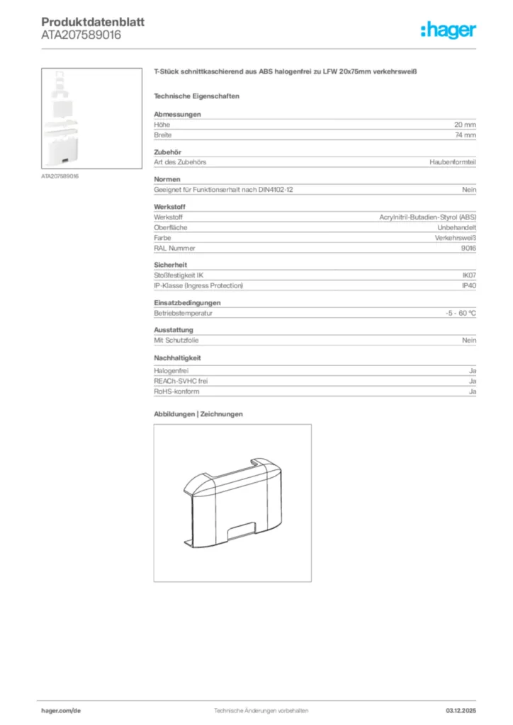 Bild Hager Produktdatenblatt ATA207589016 | Hager Deutschland