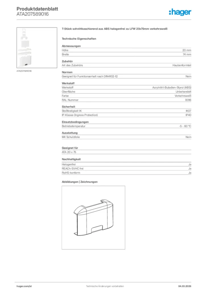 Bild Hager Produktdatenblatt ATA207589016 | Hager Deutschland
