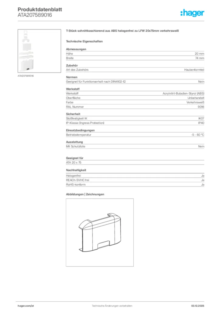 Bild Hager Produktdatenblatt ATA207589016 | Hager Deutschland