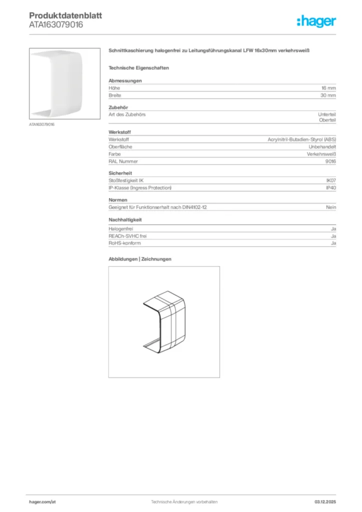 Bild Hager Produktdatenblatt ATA163079016 | Hager Deutschland
