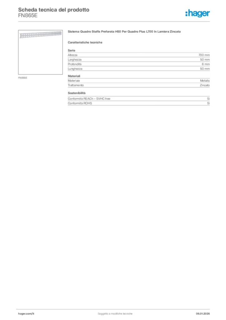 Immagine Hager Scheda tecnica del prodotto FN865E | Hager Italia