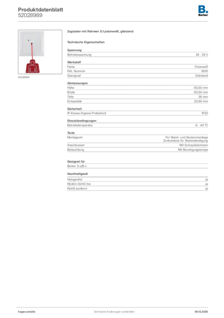 Berker Produktdatenblatt 52028989