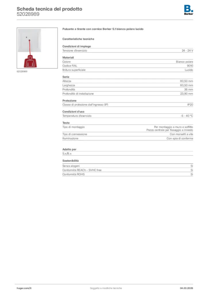 Immagine Berker Scheda tecnica del prodotto 52028989 | Hager Italia