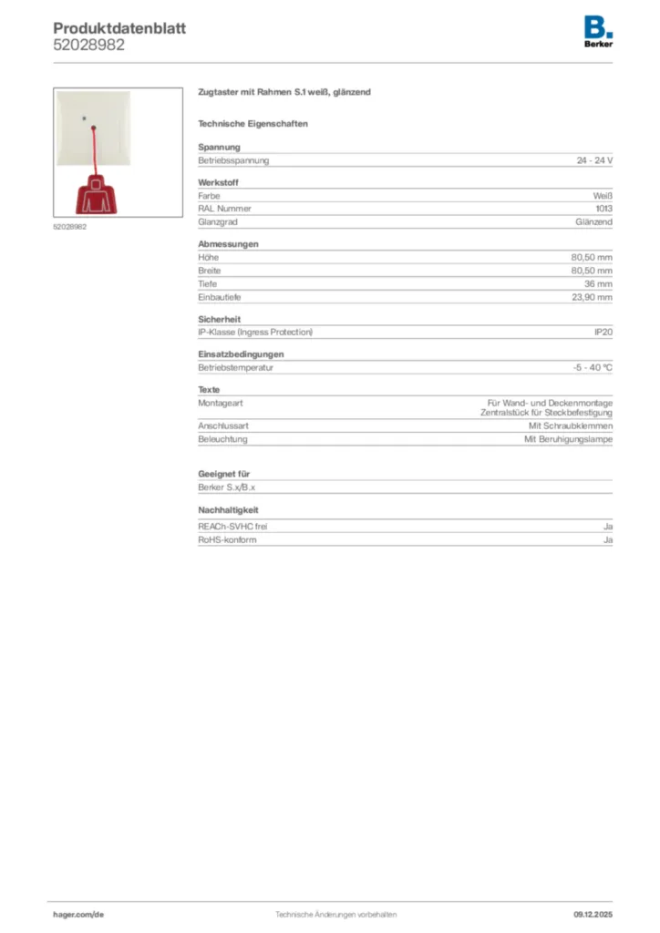 Berker Produktdatenblatt 52028982