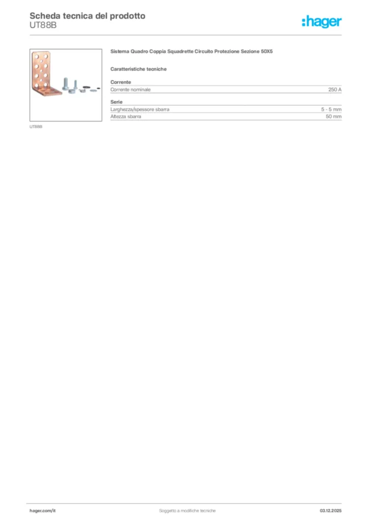 Immagine Hager Scheda tecnica del prodotto UT88B | Hager Italia