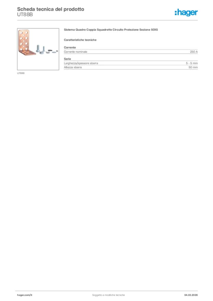 Immagine Hager Scheda tecnica del prodotto UT88B | Hager Italia