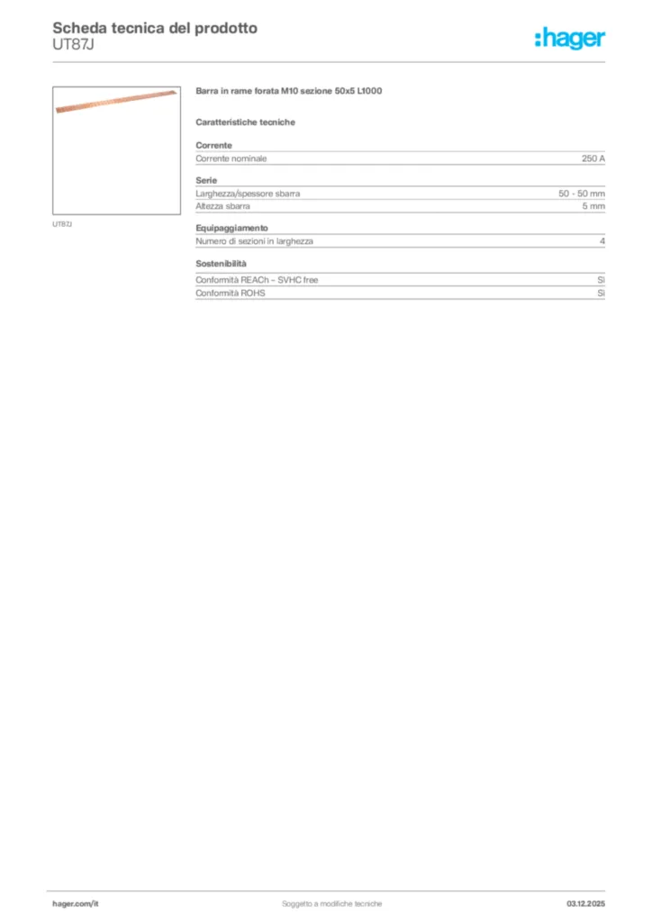 Immagine Hager Scheda tecnica del prodotto UT87J | Hager Italia