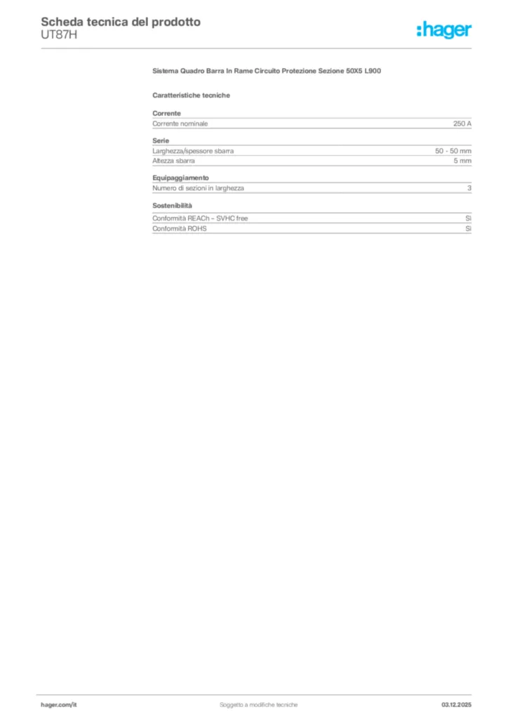 Immagine Hager Scheda tecnica del prodotto UT87H | Hager Italia