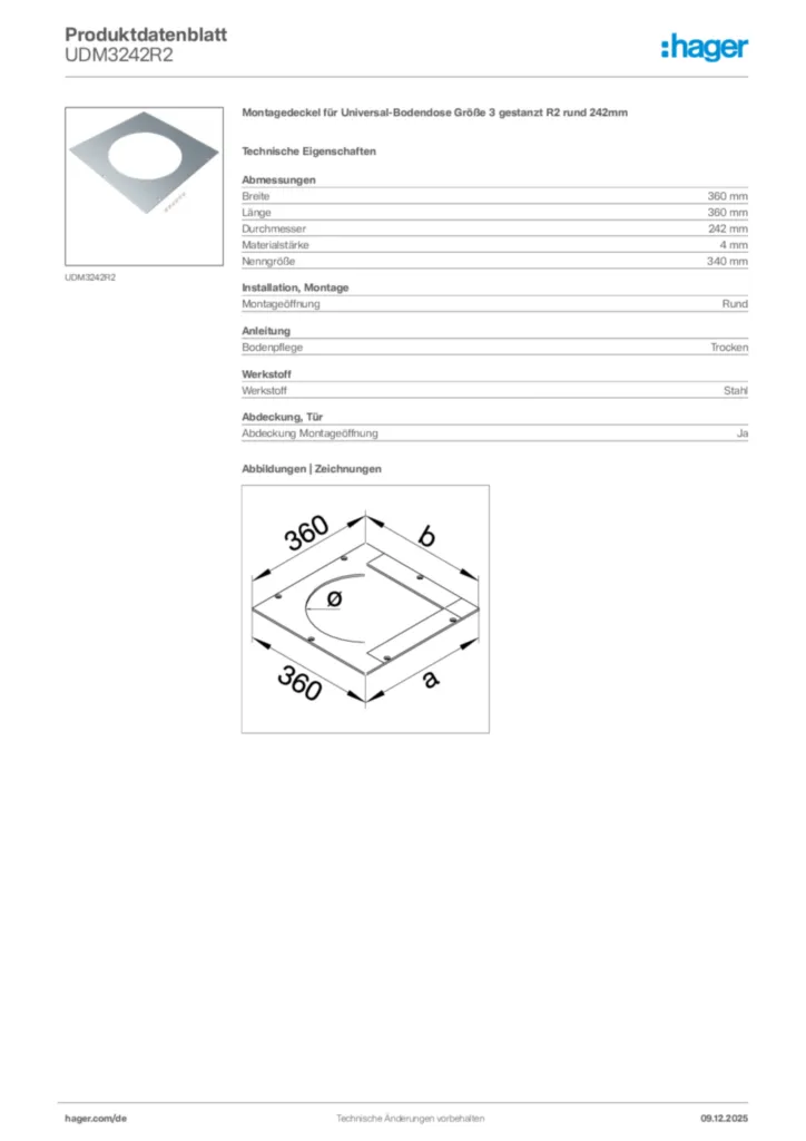 Hager Produktdatenblatt UDM3242R2